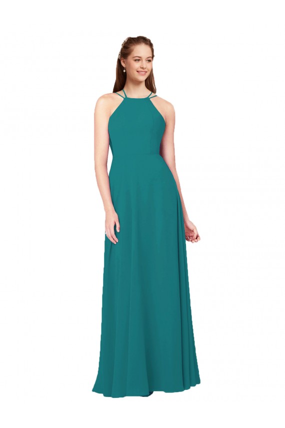 Long Hunter Sleeveless Sheath Open Back Bridesmaid Dress Birmingham