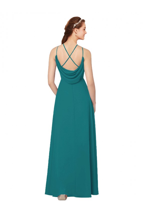 Long Hunter Sleeveless Sheath Open Back Bridesmaid Dress Birmingham