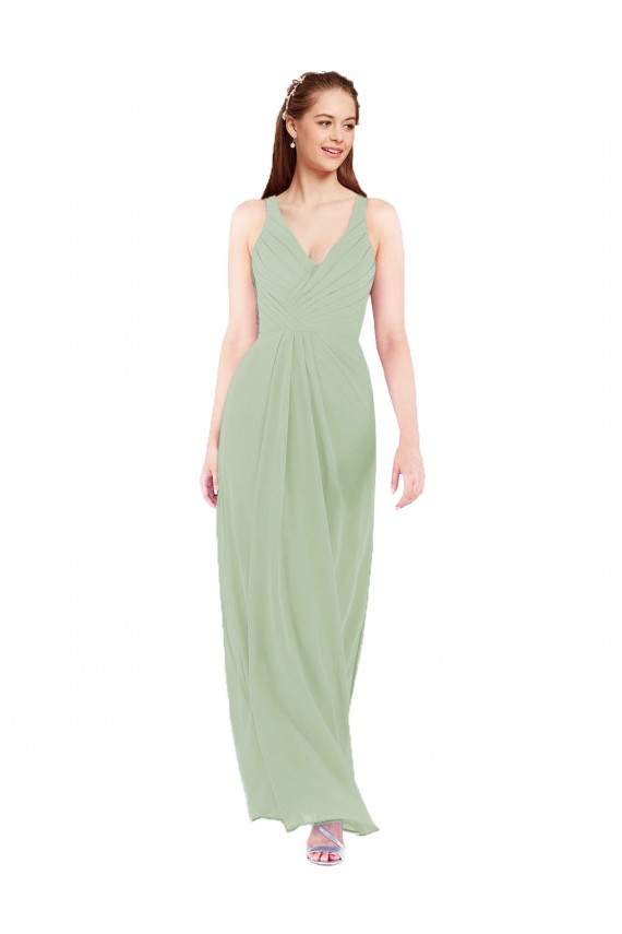 Long Smoke Green Sleeveless Sheath Keyhole Back Bridesmaid Dress Birmingham