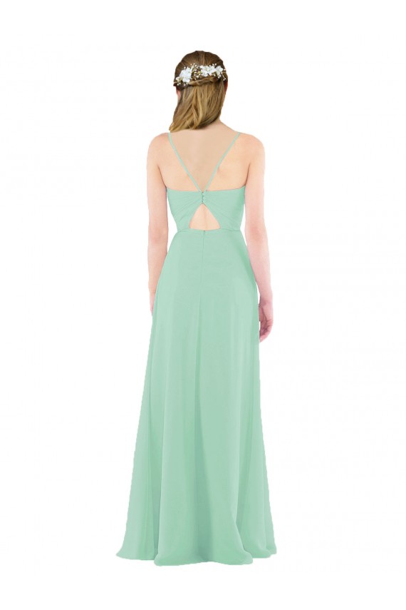 Long Mint Green Sleeveless Sheath Keyhole Back Bridesmaid Dress Birmingham