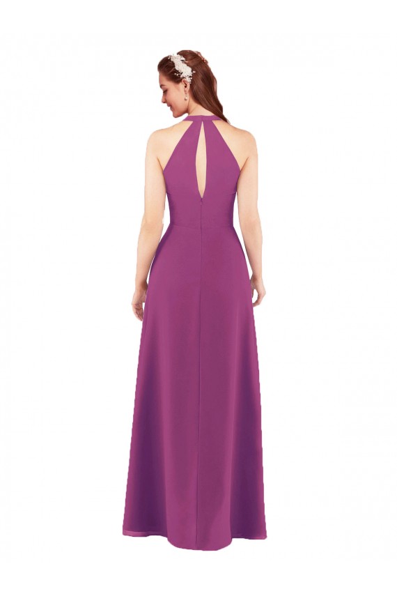 Long Wild Berry Sleeveless Sheath Keyhole Back Bridesmaid Dress Birmingham
