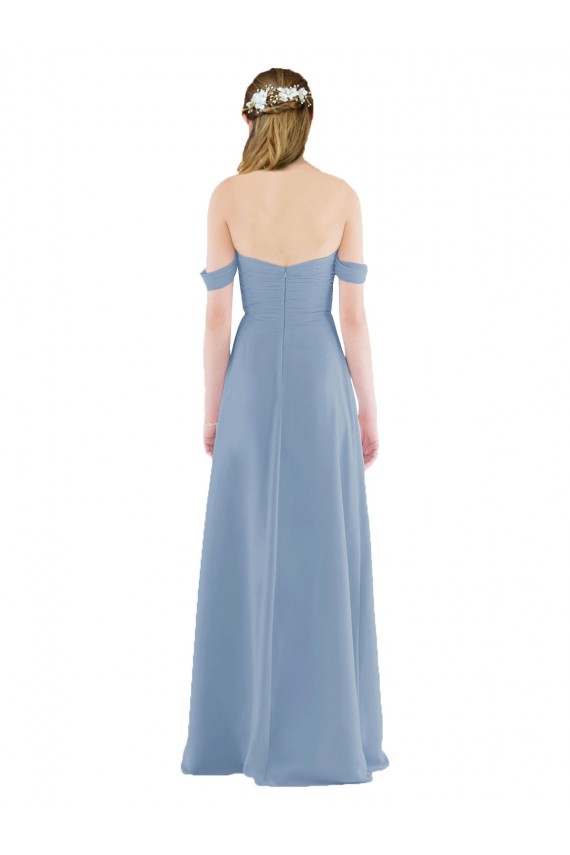 Long Dusty Blue Sleeveless Sheath Bridesmaid Dress Birmingham