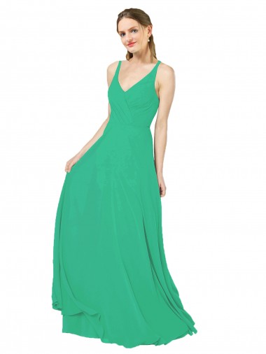 Long Emerald Green Sleeveless Sheath Open Back Bridesmaid Dress Birmingham