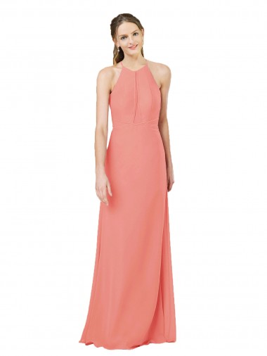 Long Desert Rose Sleeveless Sheath Keyhole Back Soft Chiffon Bridesmaid Dress Birmingham