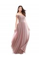Long Pink Cap Sleeves A-Line Soft Chiffon & Lace Bridesmaid Dress Birmingham