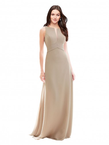 Long Champagne Sleeveless A-Line Soft Chiffon Bridesmaid Dress Birmingham