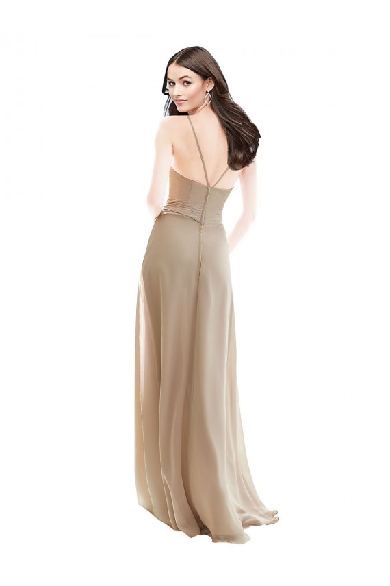 Long Champagne Sleeveless A-Line Soft Chiffon Bridesmaid Dress Birmingham