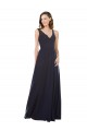Long Dark Navy Sleeveless A-Line Keyhole Back Bridesmaid Dress Birmingham