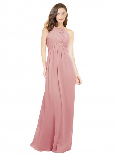 Long Bliss Pink Sleeveless A-Line Keyhole Back Bridesmaid Dress Birmingham