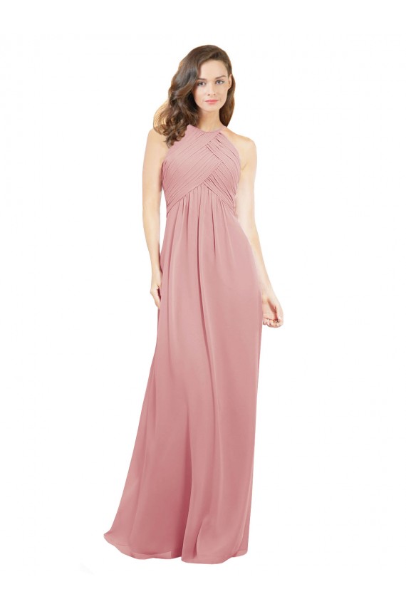 Long Bliss Pink Sleeveless A-Line Keyhole Back Bridesmaid Dress Birmingham
