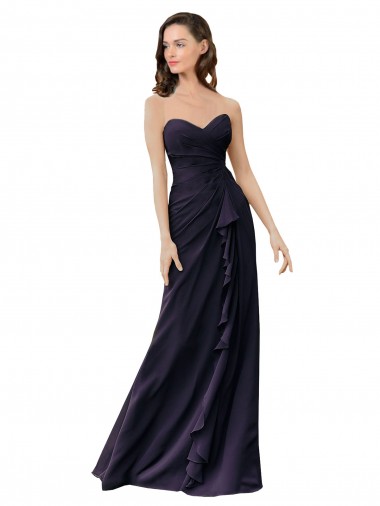 Long Dark Navy Sleeveless Sheath Bridesmaid Dress Birmingham
