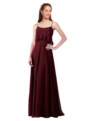 Long Burgundy Gold Sleeveless A-Line Bridesmaid Gowns Birmingham