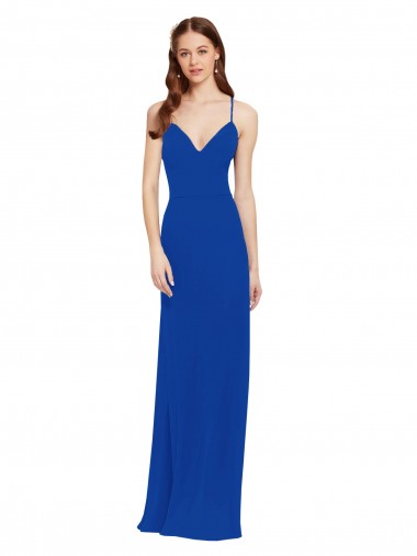 Long Royal Blue Sleeveless A-Line Keyhole Back Bridesmaid Dress / Formal Dress Birmingham