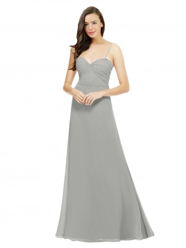 Long Silver Sleeveless A-Line Chiffon Bridesmaid Dress Birmingham