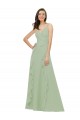 Long Smoke Green Sleeveless A-Line Soft Chiffon Bridesmaid Dress Birmingham
