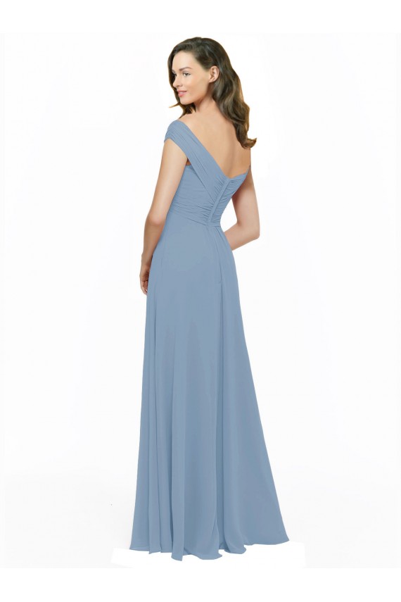 Long Dusty Blue Sleeveless A-Line Bridesmaid Dress / Evening Gowns Birmingham