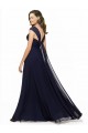 Long Dark Navy Sleeveless A-Line Chiffon Bridesmaid Gowns Birmingham