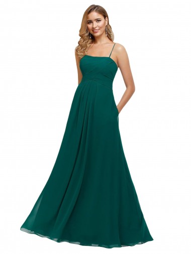 Long Hunter Sleeveless A-Line Low Back Soft Chiffon Bridesmaid Dress Birmingham