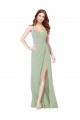 Long Smoke Green Sleeveless A-Line Side Slit Bridesmaid Dress Birmingham