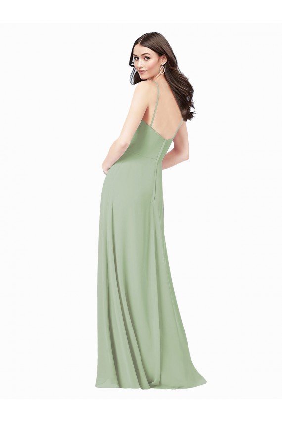 Long Smoke Green Sleeveless A-Line Side Slit Bridesmaid Dress Birmingham
