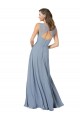 Long Dusty Blue Sleeveless A-Line Keyhole Back Formal Dress / Bridesmaid Dress Birmingham
