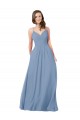 Long Dusty Blue Sleeveless A-Line Open Back Bridesmaid Dress / Evening Dress Birmingham