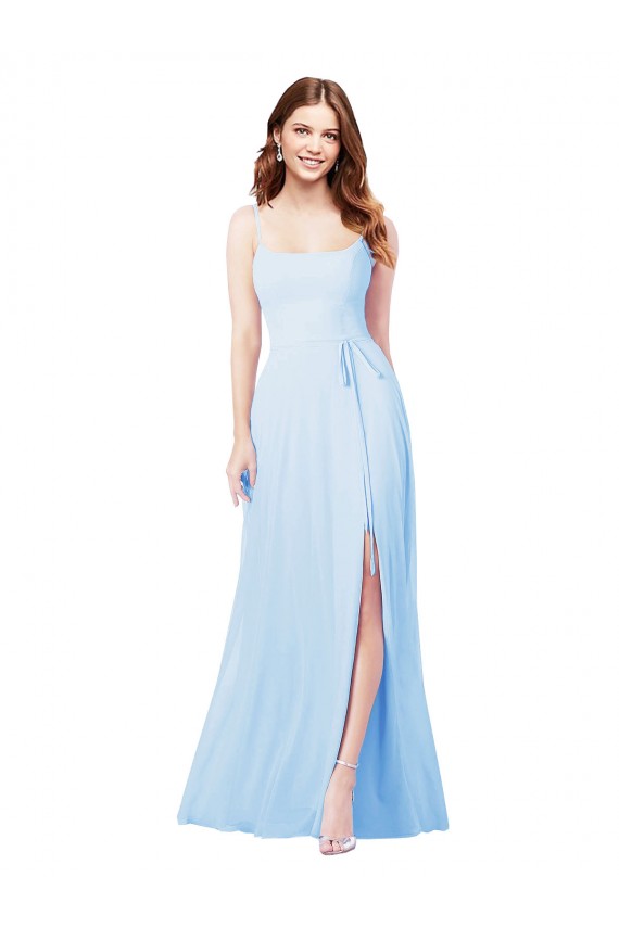 Long Light Sky Blue Sleeveless Sheath Bridesmaid Dress Birmingham