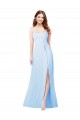 Long Light Sky Blue Sleeveless Sheath Bridesmaid Dress Birmingham