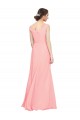 Long Salmon Sleeveless A-Line Soft Chiffon Bridesmaid Dress Birmingham