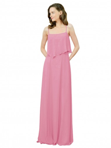 Long Skin Pink Sleeveless A-Line Soft Chiffon Bridesmaid Dress Birmingham
