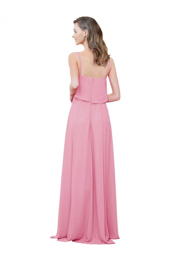 Long Skin Pink Sleeveless A-Line Soft Chiffon Bridesmaid Dress Birmingham