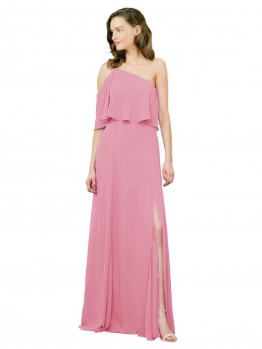 Long Skin Pink Sleeveless A-Line Soft Chiffon Bridal Party Dress Birmingham