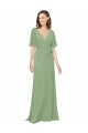 Long Seagrass Short Flutter Sleeves A-Line Bridesmaid Dress Birmingham