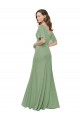 Long Seagrass Short Flutter Sleeves A-Line Bridesmaid Dress Birmingham