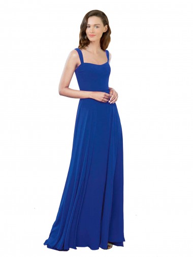 Long Royal Blue Sleeveless A-Line Soft Chiffon Bridesmaid Dress Birmingham