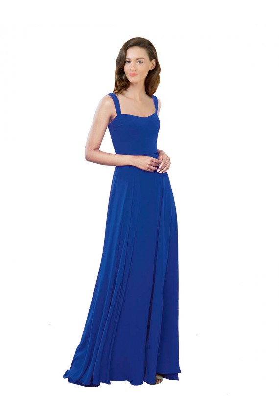 Long Royal Blue Sleeveless A-Line Soft Chiffon Bridesmaid Dress Birmingham