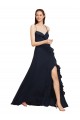 Long Dark Navy Sleeveless A-Line Open Back Bridesmaid Dresses Birmingham