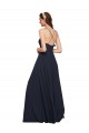 Long Dark Navy Sleeveless A-Line Open Back Bridesmaid Dresses Birmingham