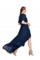 Long Dark Navy Flutter Sleeves A-Line Bridesmaid Dress / Formal Dress Birmingham