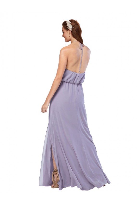 Long Dark Navy Sleeveless A-Line Open Back Front Side Slit Bridesmaid Dress / Evening Dress Birmingham