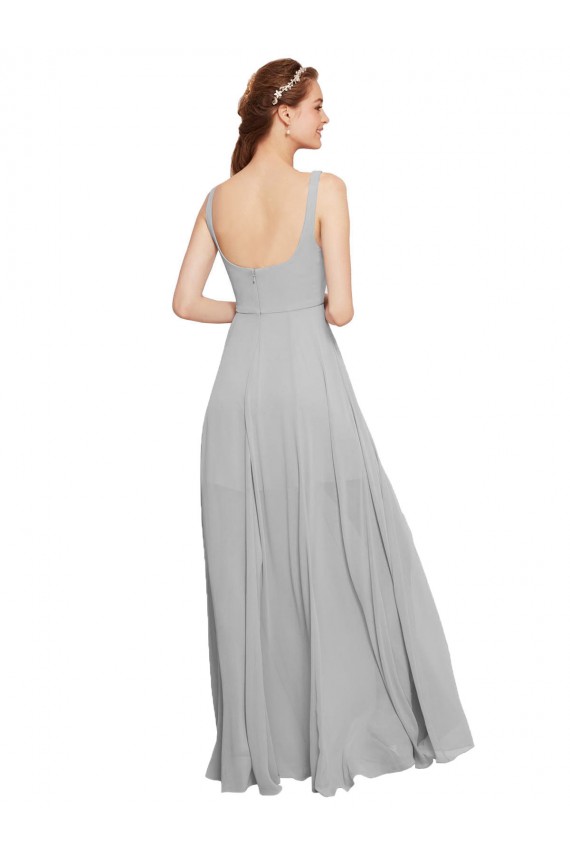 Long Dark Navy Sleeveless A-Line Front Slit Bridesmaid Dress / Evening Dress Birmingham