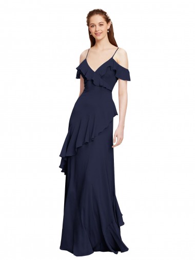 Long Dark Navy Sleeveless A-Line Formal Dresses / Bridesmaid Dresses Birmingham