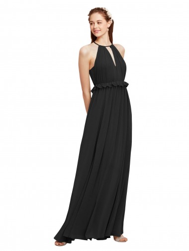 Long Black Sleeveless Sheath Keyhole Back Bridesmaid Dress Birmingham