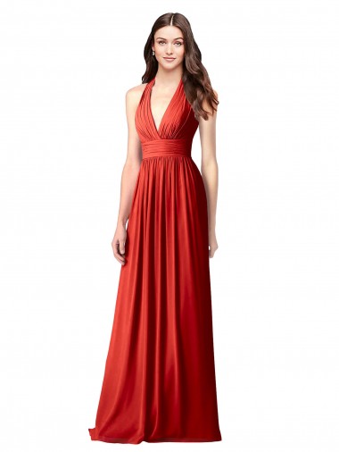Long Red Sleeveless A-Line Open Back Bridesmaid Dress / Formal Dress Birmingham