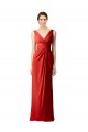 Long Red Sleeveless Sheath V-Back Bridesmaid Dress Birmingham