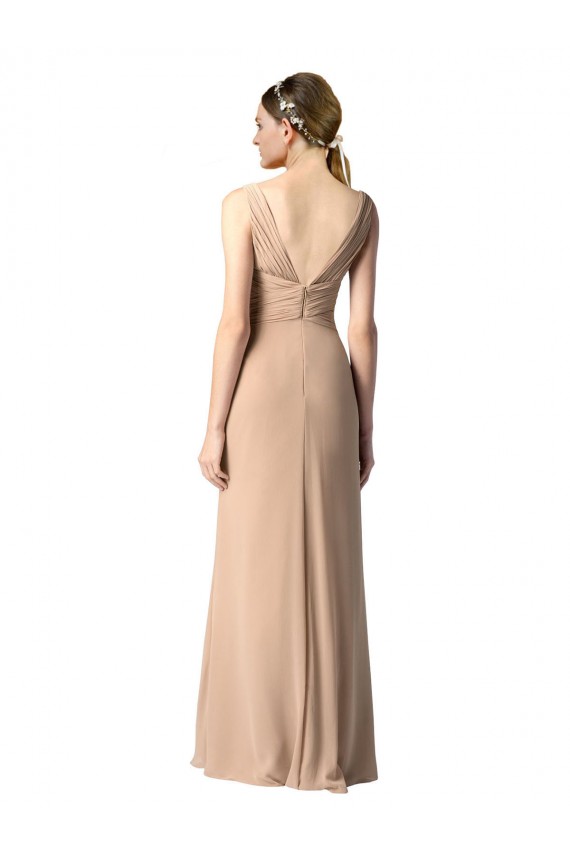 Long Red Sleeveless Sheath V-Back Bridesmaid Dress Birmingham