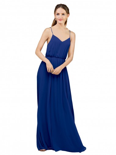 Long Royal Blue Sleeveless A-Line Chiffon Bridesmaid Dress / Evening Dress Birmingham