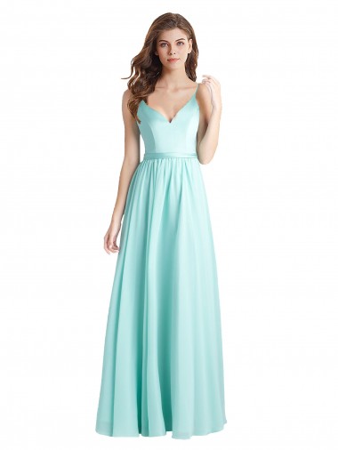Long Waterfall Sleeveless A-Line V-Back Bridesmaid Dress Birmingham