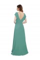 Long Icelandic Silver Cap Sleeves A-Line V-Back Formal Dress / Bridesmaid Dress Birmingham