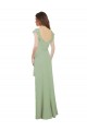 Long Smoke Green Cap Sleeves A-Line Low Back Bridesmaid Dress / Formal Dress Birmingham